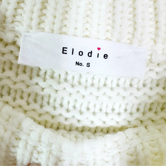 NEW Elodie Basketweave Sleeve Pullover Knit Oversized Sweater Ivory Size S - Picture 3 of 8